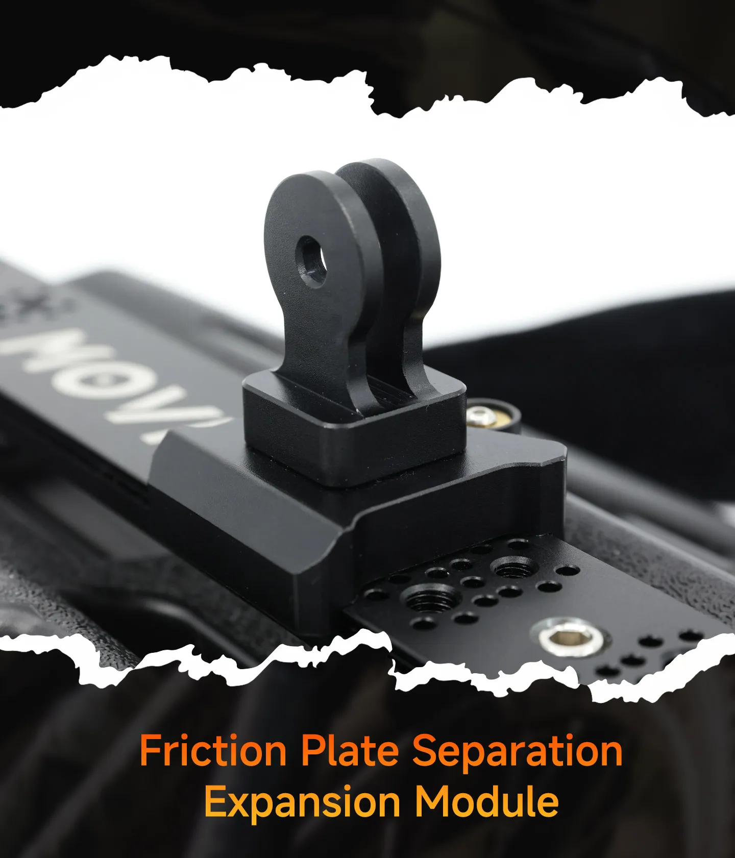 Movmax friction plate separation expansion module attached to the backpack mount system.