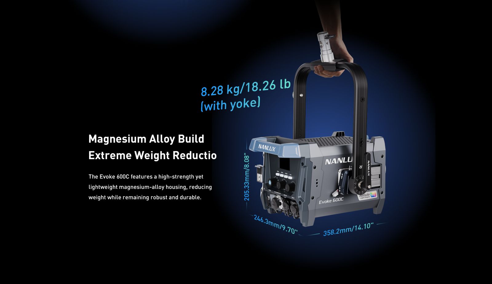 Magnesium Alloy Build Extreme Weight Reductio The Evoke 600C features a high-strength yet lightweight magnesium-alloy housing, reducing weight while remaining robust and durable.