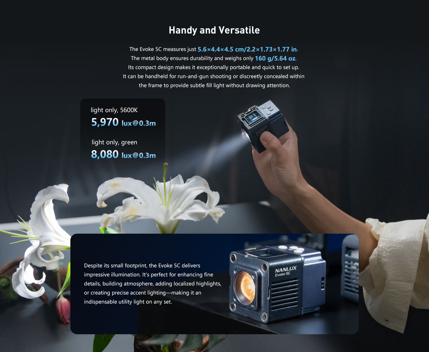 Evoke 5C built-in battery and runtime performance illustration