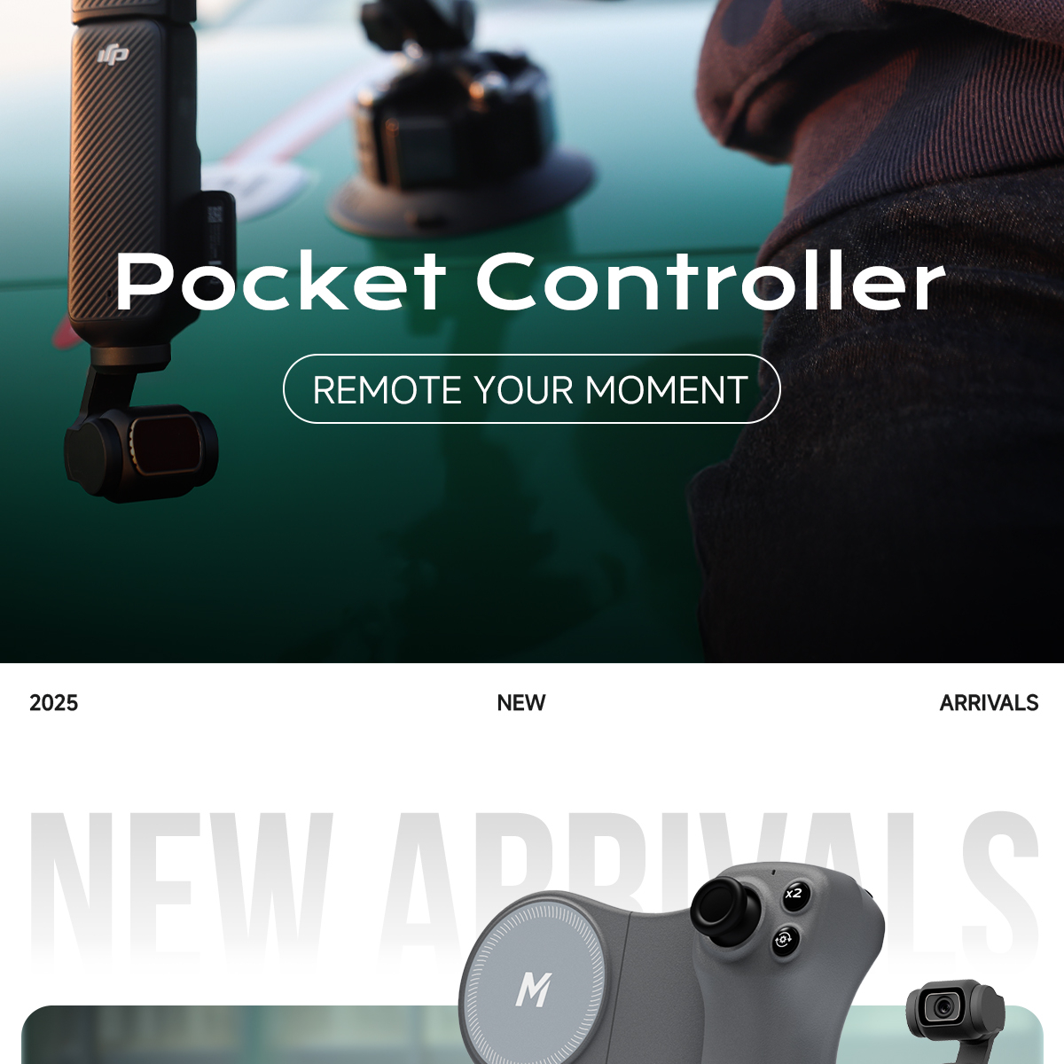 Pocket Controller mounted to stabiliser showing compact ergonomic design