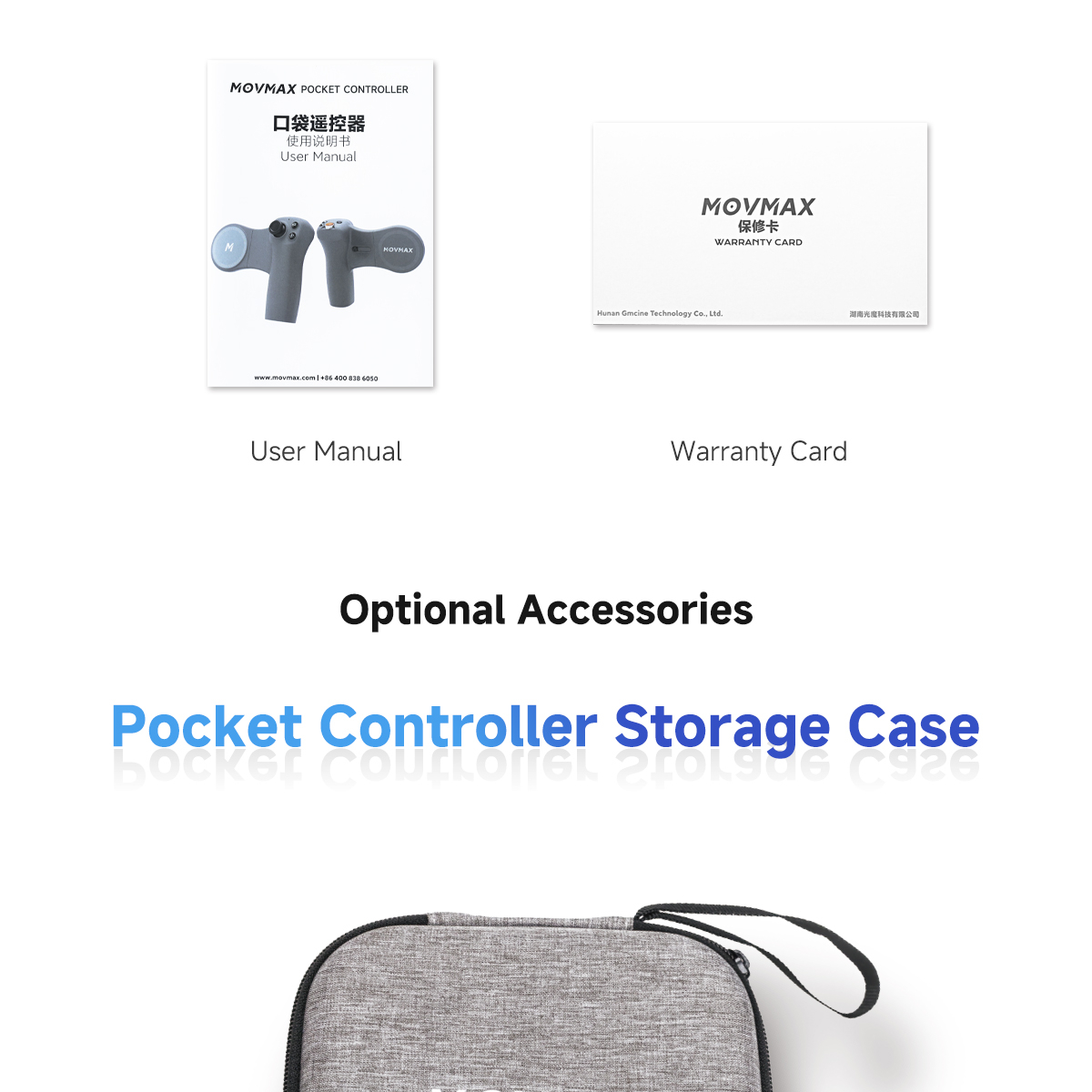 Product dimensions diagram of MOVMAX Pocket Controller
