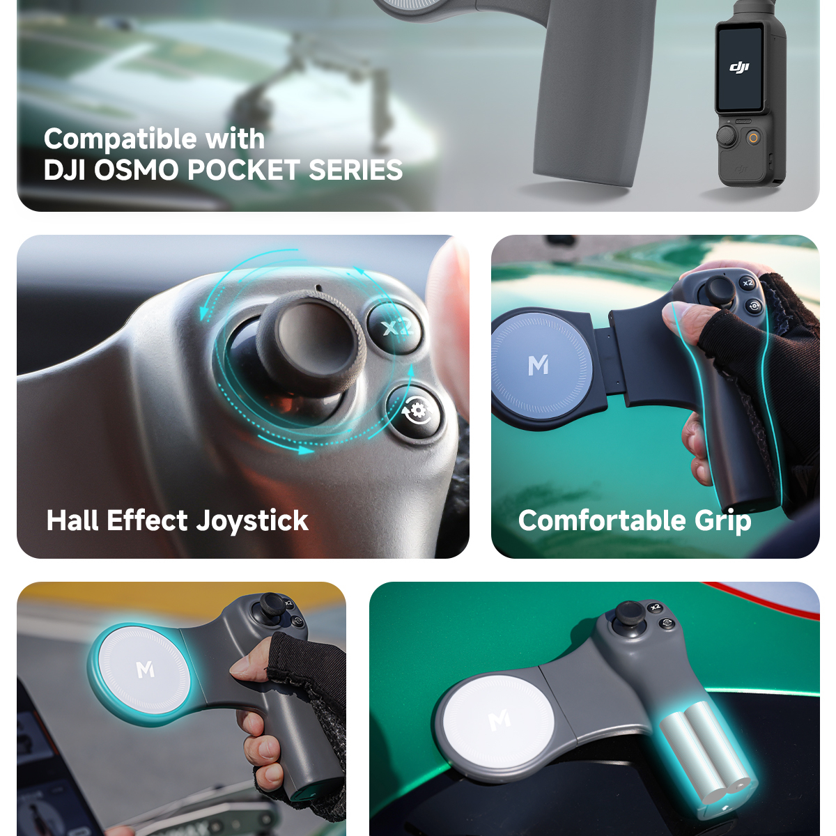 Close-up of joystick and control dial on MOVMAX Pocket Controller