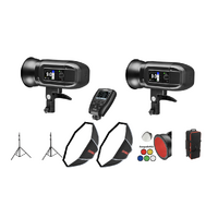 Jinbei HD400PRO Battery Flash Twin Kit with Softboxes, Roller Bag &  TRQ7II Trigger