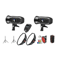 Jinbei HD400PRO Battery Flash Twin Kit with Softboxes, Roller Bag &  TRQ7 Trigger