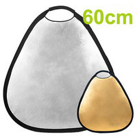 60cm 24" Triangular Photographic Reflector Silver/Gold with Hand