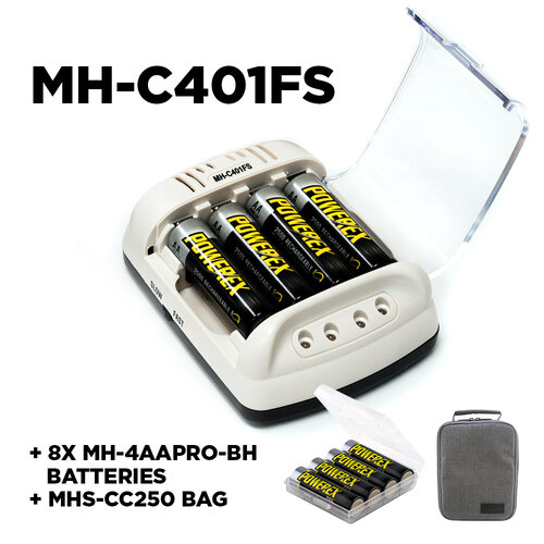 Maha Powerex MHC401FS Charger Set + 8x 2700mAh Rechargeable Batteries