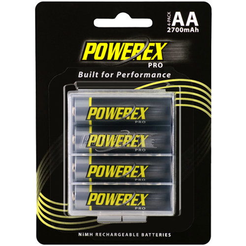 4 Powerex PRO AA 2700mAh with Storage Case and Retail Blister